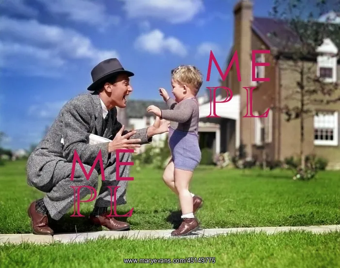 : Father Greeting Son Running Towards Him : Father Greeting Son Running Towards Him