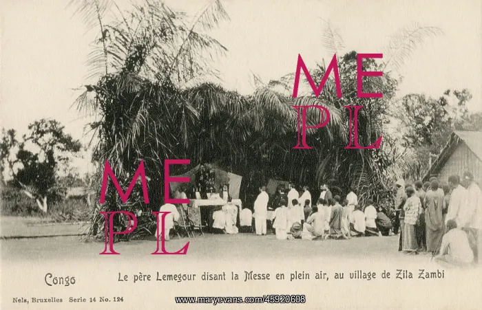 : Father Lemegour conducts Mass - Belgian Congo, Africa : Father Lemegour conducts Mass - Belgian Congo, Africa