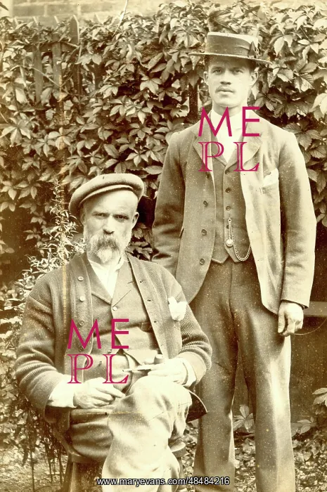  : Father and son in a garden