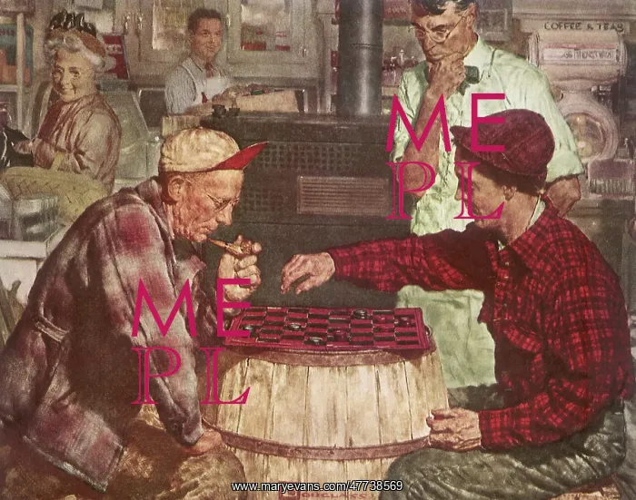  : Father and Son play Checkers on a Cracker Barrel