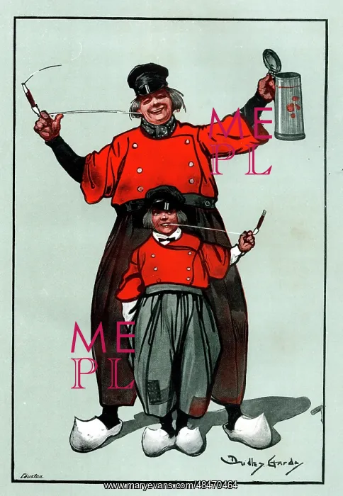 : Father and son in traditional Dutch costume : Father and son in traditional Dutch costume