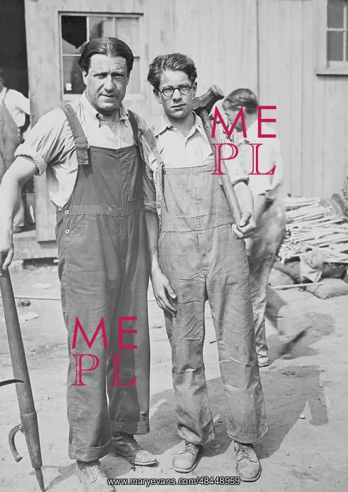 : Father and son working in the shipbuilding : Father and son working in the shipbuilding