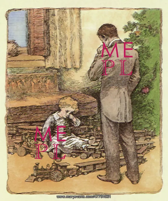  : Father standing over Crying Boy and Train