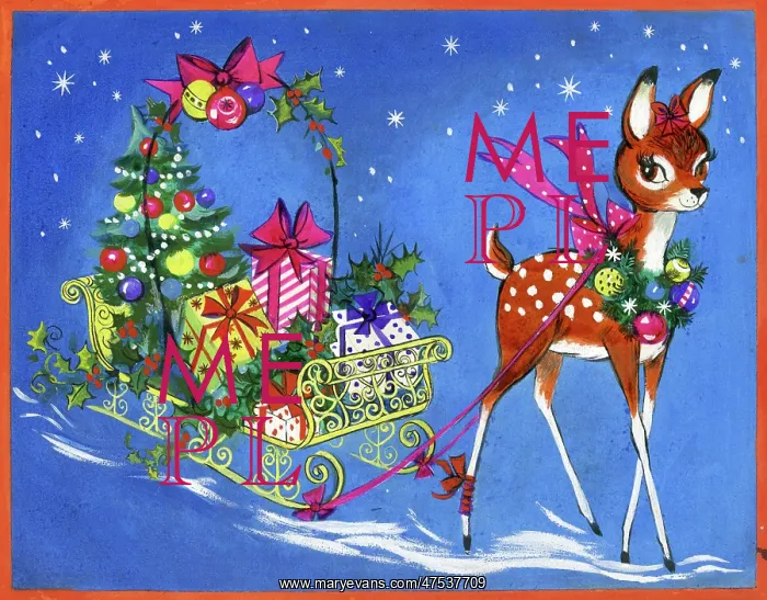 : Fawn with sledge full of parcels : Fawn with sledge full of parcels