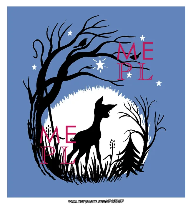  : Fawn and Trees (two colour design)