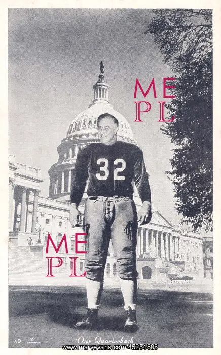 : FDR as a quarterback on a postcard made by Hilborn : FDR as a quarterback on a postcard made by Hilborn