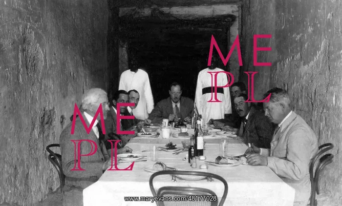 : Feast at Tut-Ench-Amun's grave in Egypt, 1924 : Feast at Tut-Ench-Amun's grave in Egypt, 1924