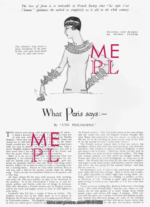: Feature entitled What Paris Says discussing : Feature entitled What Paris Says discussing