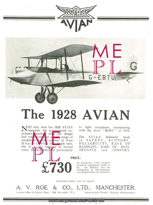 : Features Of The 1928 Avro Avian : Features Of The 1928 Avro Avian