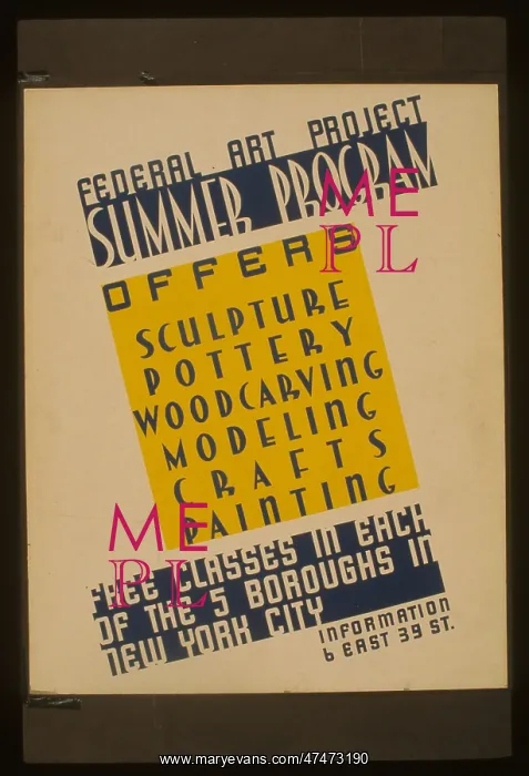 : Federal Art Project summer program Offers sculpture, pottery : Federal Art Project summer program Offers sculpture, pottery
