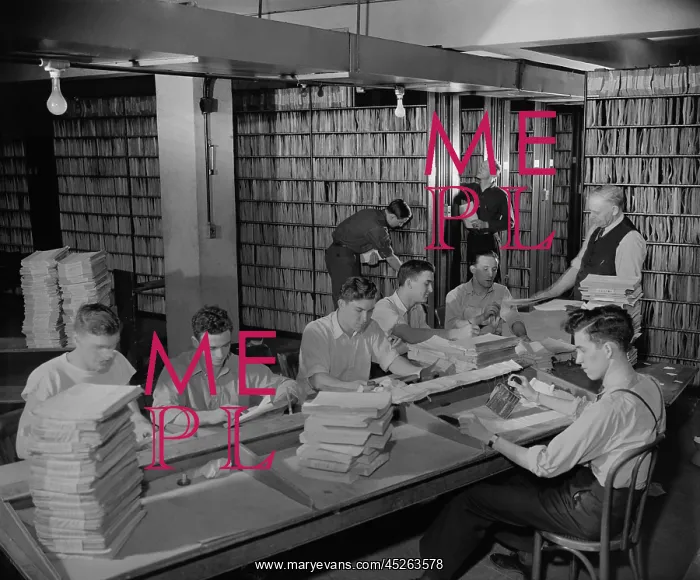 : Federal workers in the patent office file room : Federal workers in the patent office file room