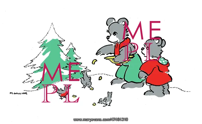 : Feeding the Robins ? two bears in the snow : Feeding the Robins ? two bears in the snow