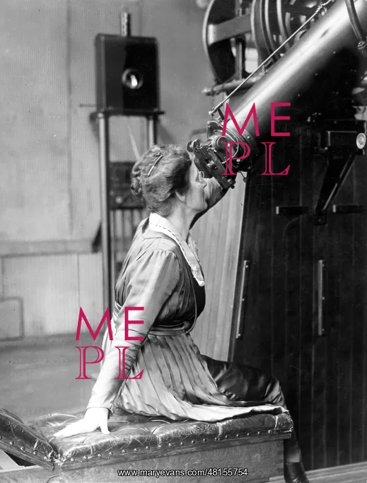 : Female astronomer at a telescope, 1926 : Female astronomer at a telescope, 1926