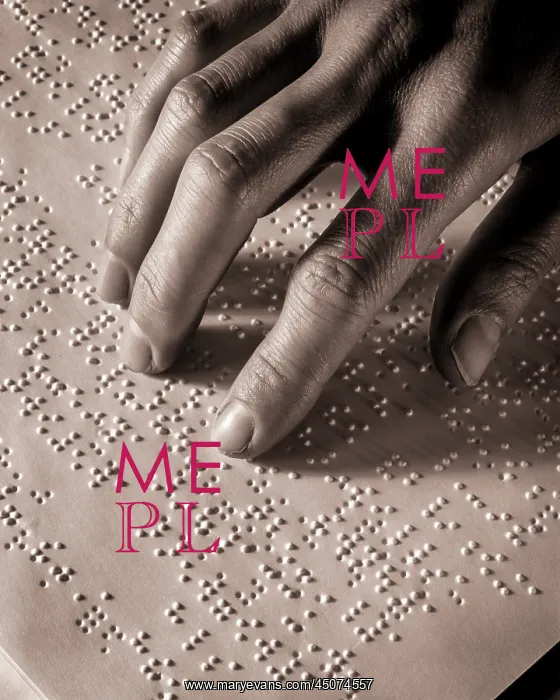 : Female Hand Reading Braille : Female Hand Reading Braille