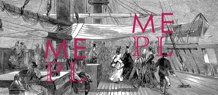 : Female Passengers on the deck of the emigrant ship, Indus : Female Passengers on the deck of the emigrant ship, Indus