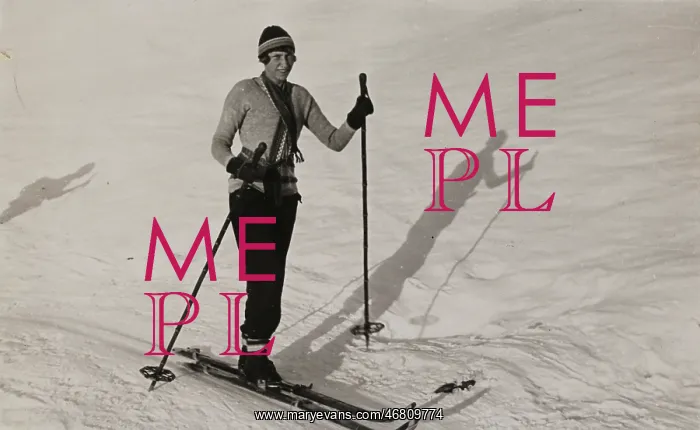 : Female skier in pose : Female skier in pose