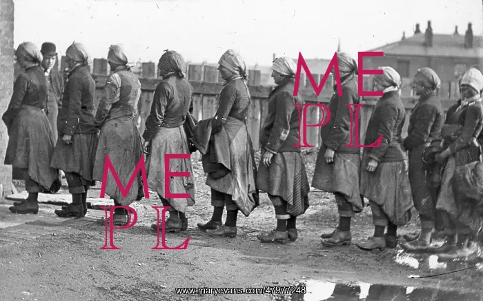 : Female surface workers queueing, South Wales : Female surface workers queueing, South Wales