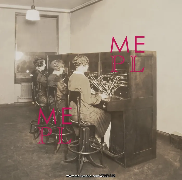 : Three female telephone switchboard operators in : Three female telephone switchboard operators in