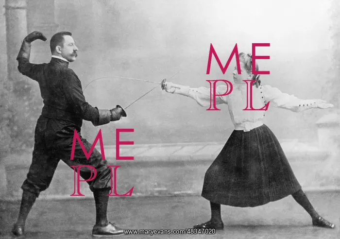 : Fencing master Gazzera with a student, 1909 : Fencing master Gazzera with a student, 1909