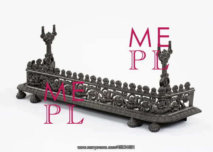 : Fender. Blackened copper alloy fender with scrolling foliate decoration : Fender. Blackened copper alloy fender with scrolling foliate decoration