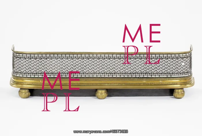 : Fender. Brass fender with rounded corners, pierced metal fretwork : Fender. Brass fender with rounded corners, pierced metal fretwork