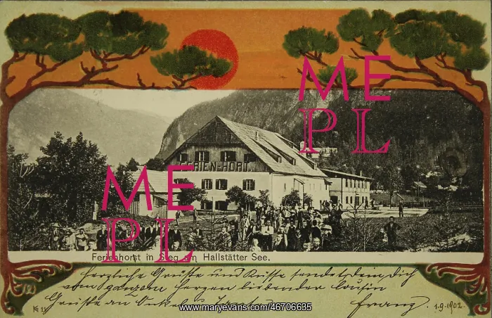 : Ferienhort in web (Steeg) at Lake Hallstatt'. 1902 : Ferienhort in web (Steeg) at Lake Hallstatt'. 1902