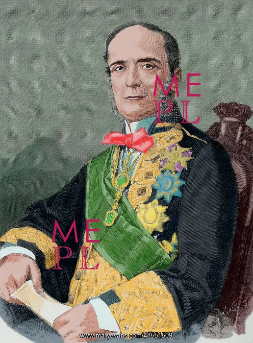 : Fernando Calderon Collantes (1811-1890). Colored engraving : Fernando Calderon Collantes (1811-1890). Colored engraving