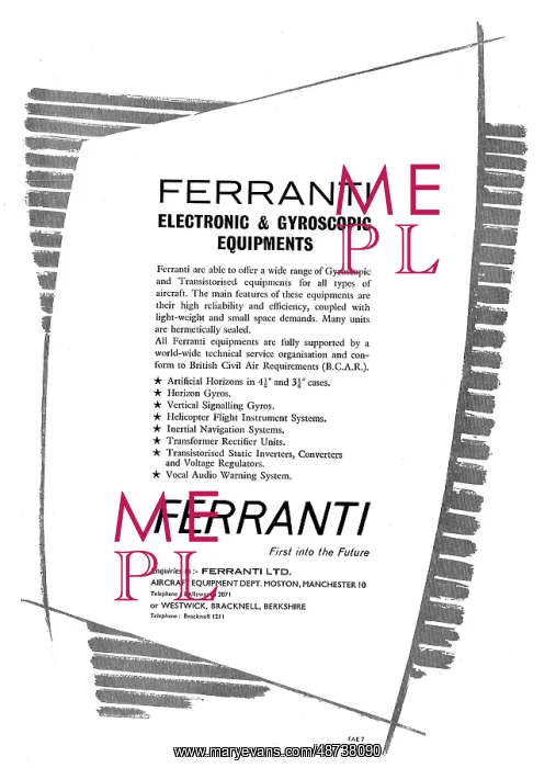 : Ferranti Aircraft Electronic & Gyroscope Equipment : Ferranti Aircraft Electronic & Gyroscope Equipment