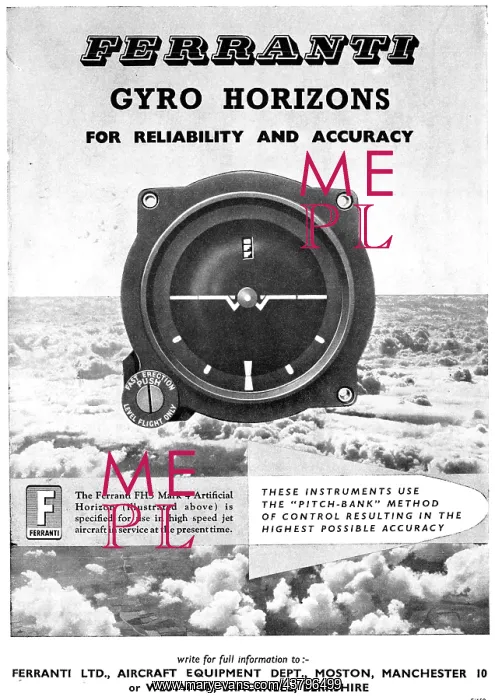 : Ferranti Artificial Horizon - Gyro Horizons : Ferranti Artificial Horizon - Gyro Horizons