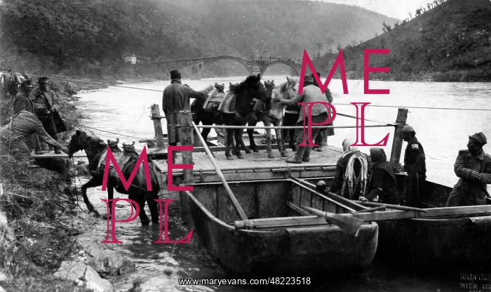 : Ferry over the Drin in Albania, 1916 : Ferry over the Drin in Albania, 1916
