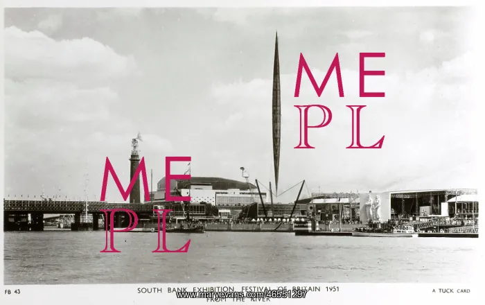 : Festival of Britain - View from River with Skylon : Festival of Britain - View from River with Skylon