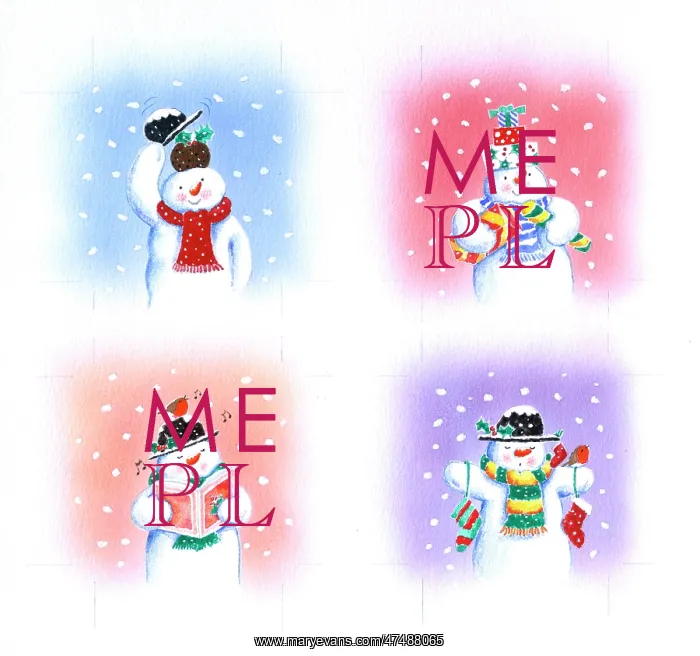 : Four Festive Snowmen gift tags : Four Festive Snowmen gift tags