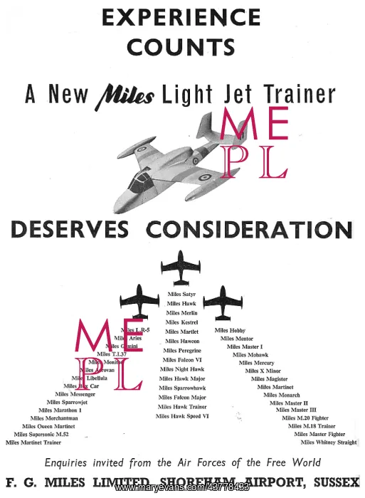 : F.G.Miles Light Jet Trainer 1955 M69 : F.G.Miles Light Jet Trainer 1955 M69