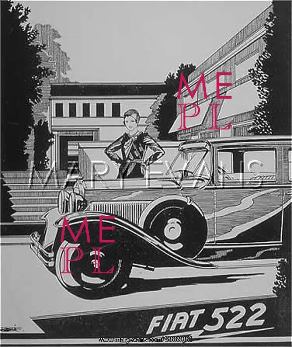 : Fiat 522. A signorina stands by her Fiat 522 - the new creation : Fiat 522. A signorina stands by her Fiat 522 - the new creation