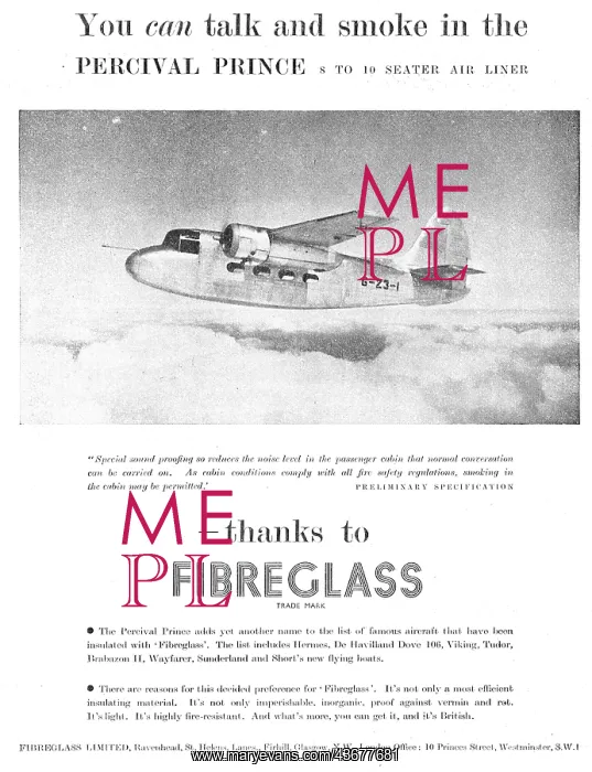 : Fibreglass Aircraft Parts 1948 : Fibreglass Aircraft Parts 1948