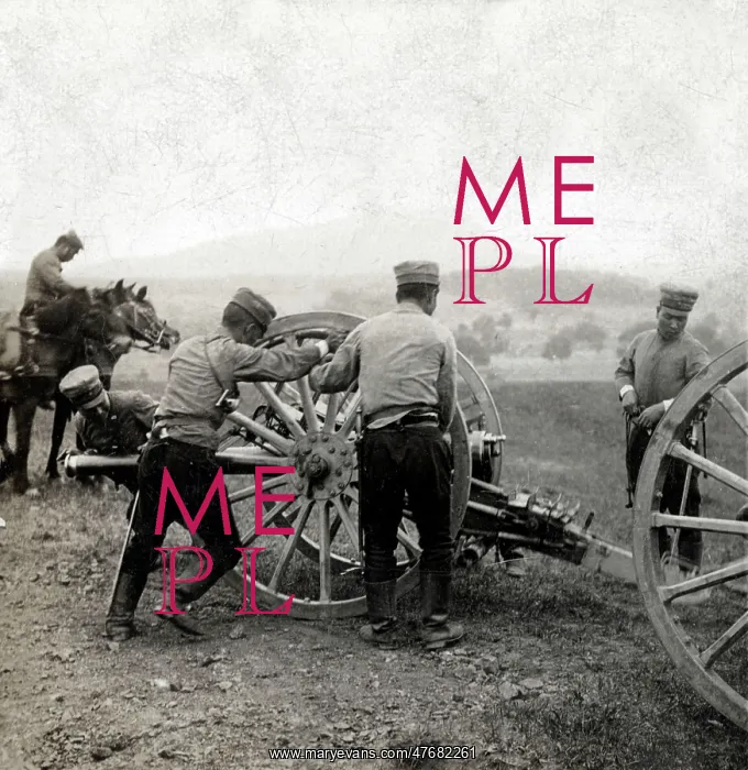 : Field guns preparing for capture of German fort, China, WW1 : Field guns preparing for capture of German fort, China, WW1