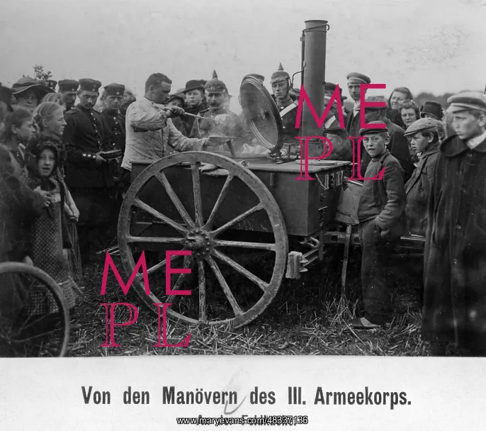 : Field kitchen during a military exercise, 1912 : Field kitchen during a military exercise, 1912