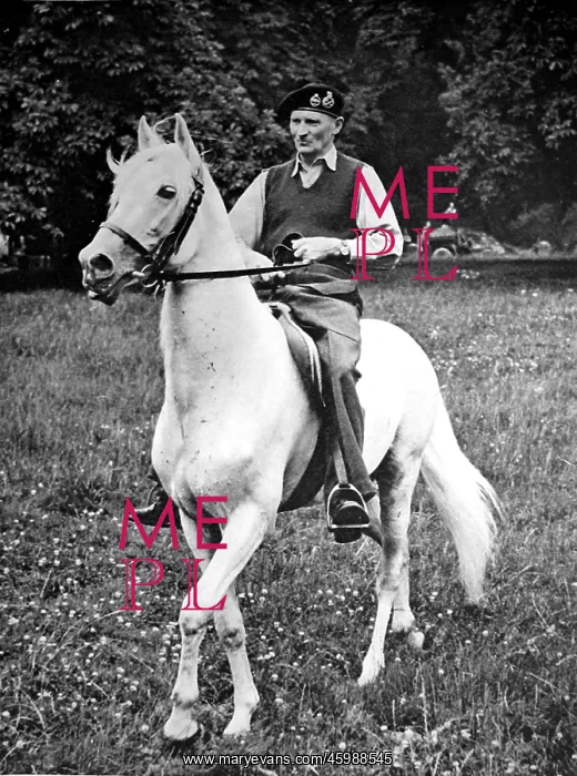 : Field-Marshal Montgomery on horseback, 1945 : Field-Marshal Montgomery on horseback, 1945