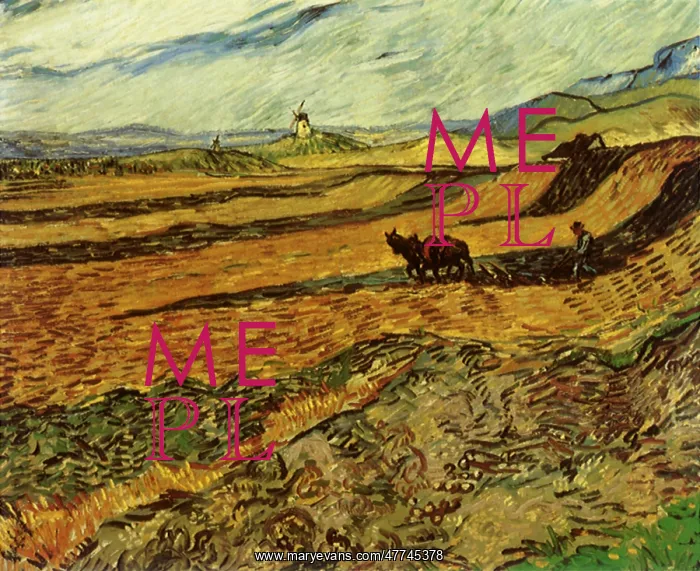: Field with Ploughman and Mill, by Van Gogh : Field with Ploughman and Mill, by Van Gogh