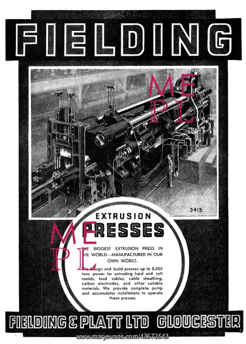 : Fielding & Platt Extrusion Presses : Fielding & Platt Extrusion Presses