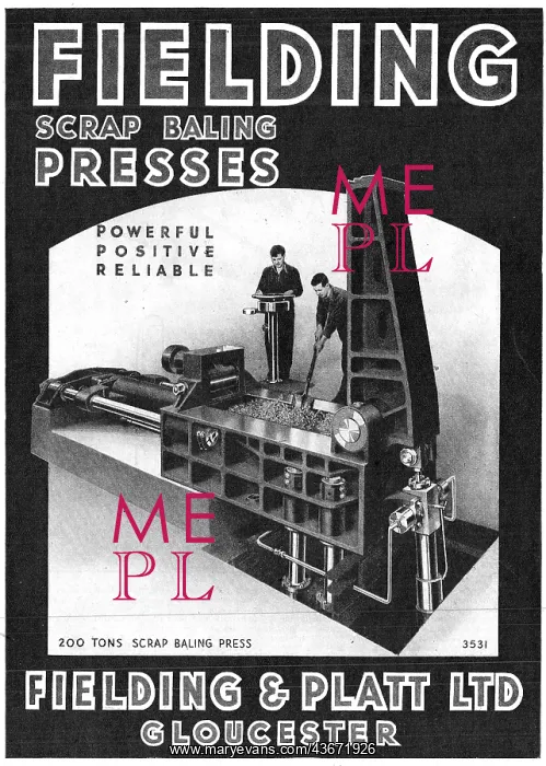 : Fielding & Platt Scrap baling Presses 1943 : Fielding & Platt Scrap baling Presses 1943