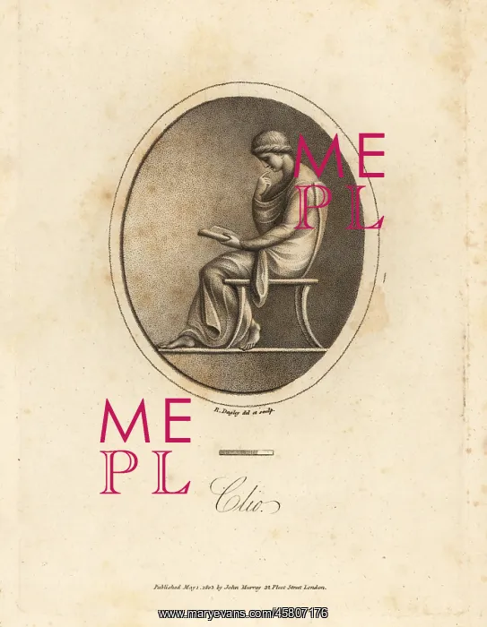 : Figure of Clio, Muse of History, seated in a chair : Figure of Clio, Muse of History, seated in a chair