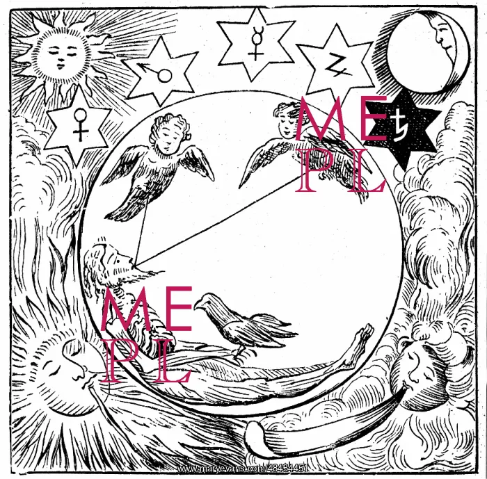 : Figure incarcerated in tomb (circle) with soul : Figure incarcerated in tomb (circle) with soul