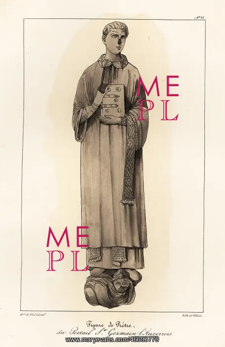 : Figure of a priest in ecclesiastical robes with : Figure of a priest in ecclesiastical robes with