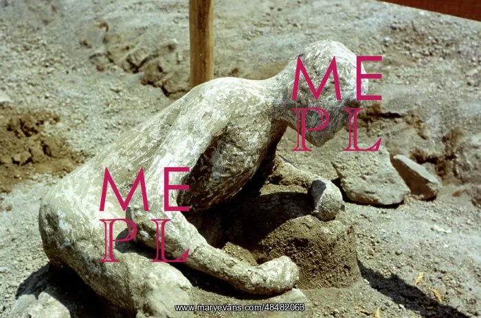 : Figure in solidified ash showing a fugitive killed : Figure in solidified ash showing a fugitive killed