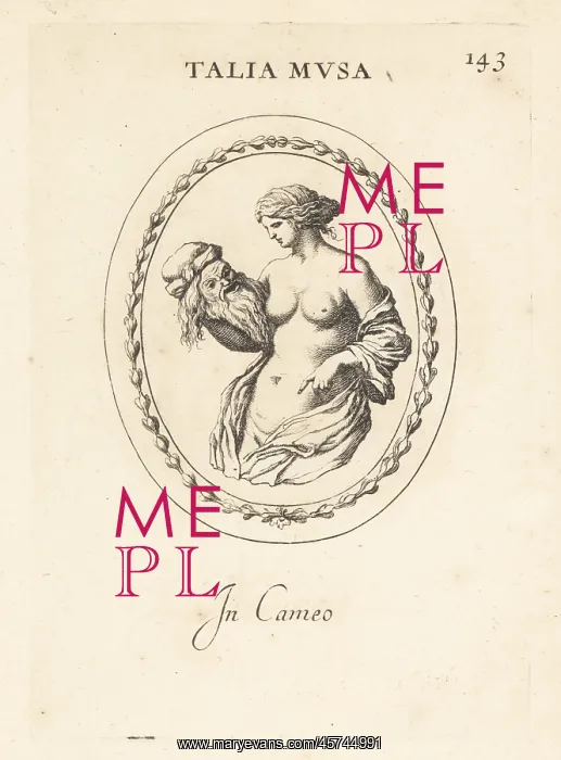 : Figure of Thalia, Greek muse of comedy, with a mask : Figure of Thalia, Greek muse of comedy, with a mask