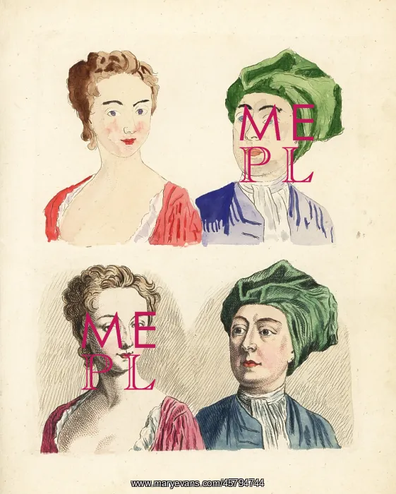 : Figures from an 18th century colouring book : Figures from an 18th century colouring book