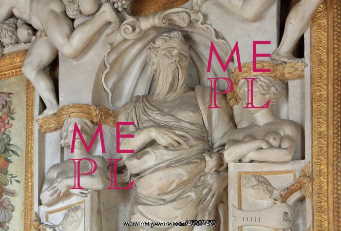 : Figures in carved stucco from the frame of the : Figures in carved stucco from the frame of the