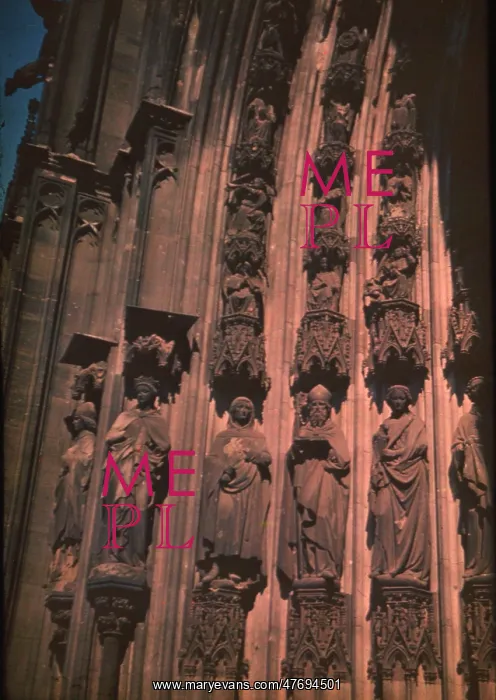 : Figures on the facade of Cologne Cathedral, Cologne, Germany : Figures on the facade of Cologne Cathedral, Cologne, Germany