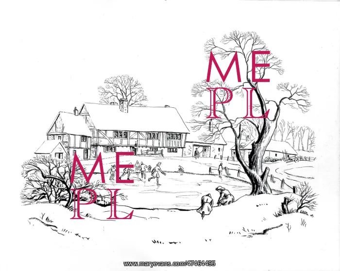 : Figures Skating on a Pond ? with village : Figures Skating on a Pond ? with village